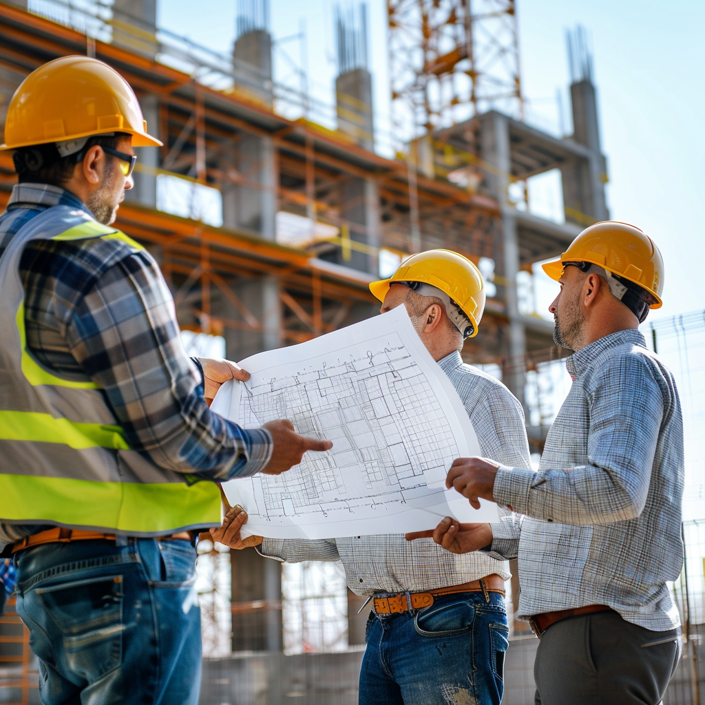 Профессиональные строители обсуждают проект здания