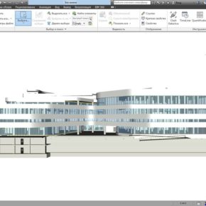 Вид сбоку на здание аквапарка в Сочи