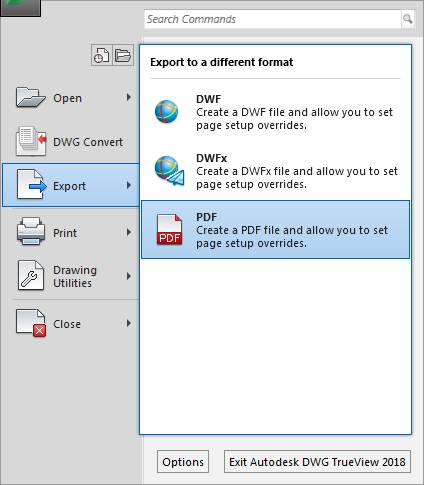 экспортируем из dwg в pdf : 1-й скрин Autodesk True View