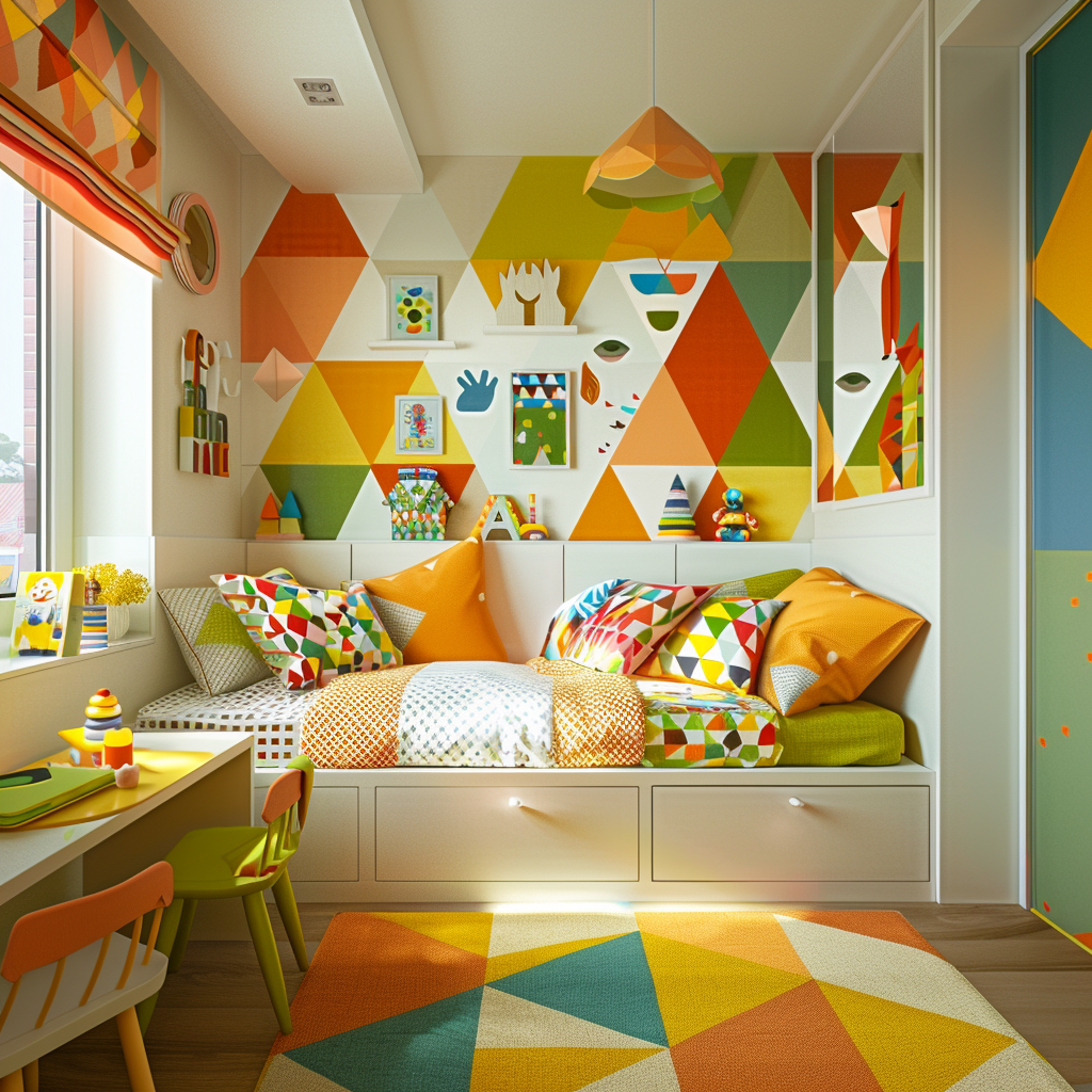 Детская комната с яркими и веселыми цветами на стенах