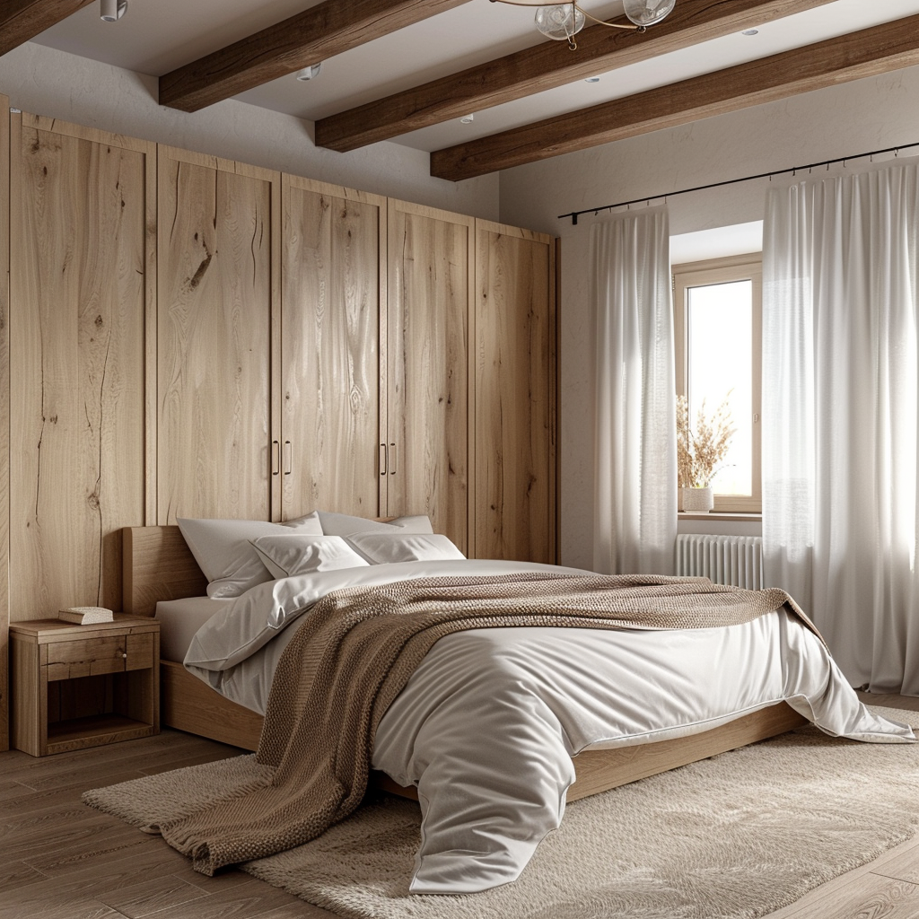 Эргономичная спальня в частном доме.