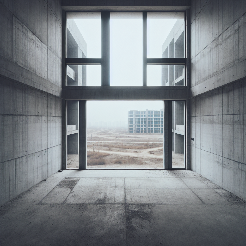 Неудачная квартира в новосторойке с голыми бетонными стенами и видом на пустырь